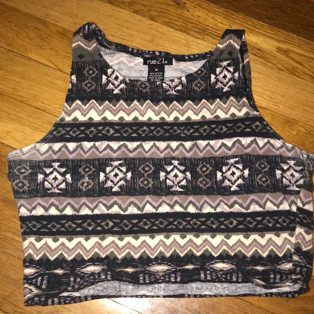 High neck Aztec print crop top
